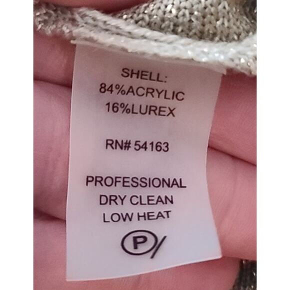 Calvin Klein CK tan gold metallic long sleeve sweater dress - medium - Picture 6 of 6